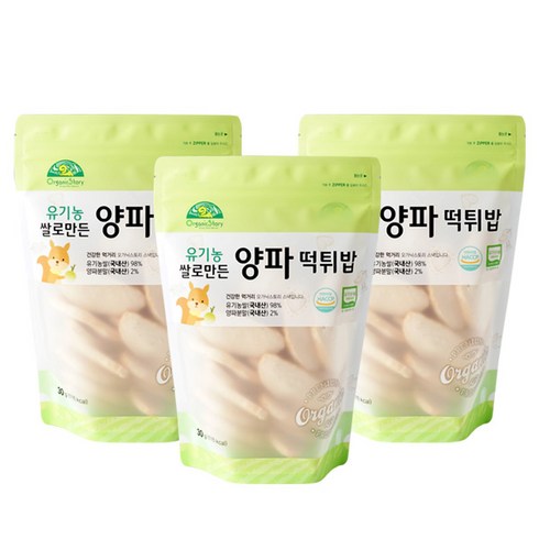 오가닉스토리 유기농 쌀로 만든 양파 떡튀밥, 양파맛, 30g, 3개