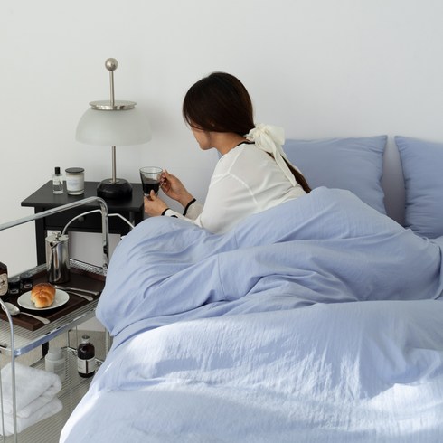 그래이불 국내산 부드러운 듀올가드 알러지케어 침구세트, 미스티블루, 이불+베개커버 세트