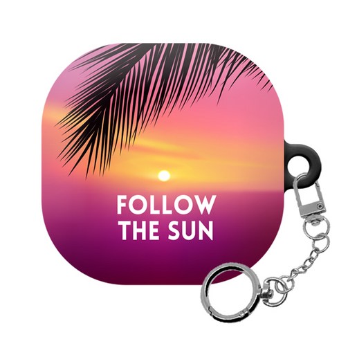 몬드몬드 포인트 퍼플 갤럭시 버즈프로 / 버즈라이브 하드 케이스 + 키링, Follow the sun(케이스), 1개