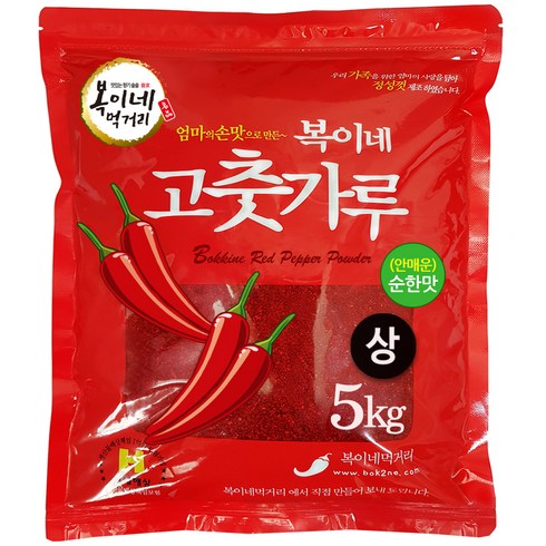 복이네먹거리 중국산 안매운 고춧가루 김치용 상, 5kg, 1개