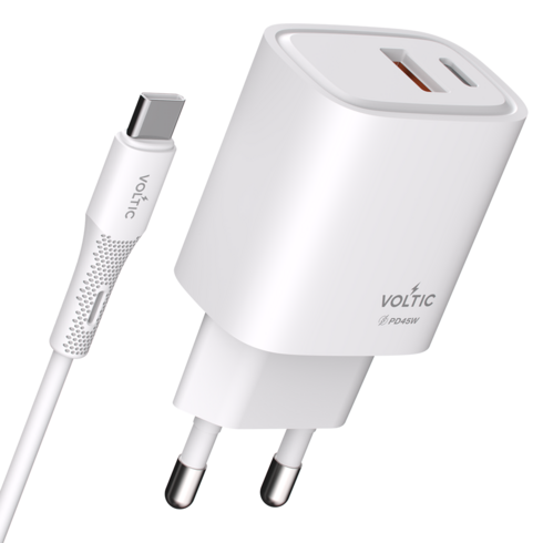 볼틱 초고속 충전기 C타입 멀티 2포트 45W + C to C 60W 케이블, 화이트, 1개