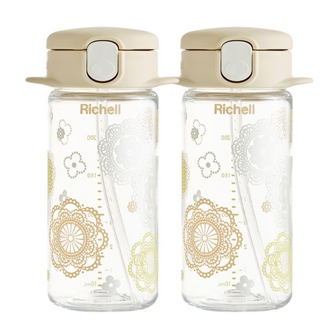 릿첼 AQ 슬림 빨대컵 R, 베이지, 2개, 240ml