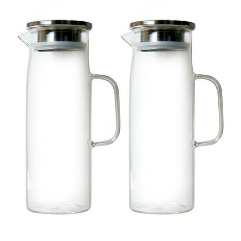 티도요 스텐뚜껑 내열유리 물병 2p, 혼합색상, 1.2L, 2개