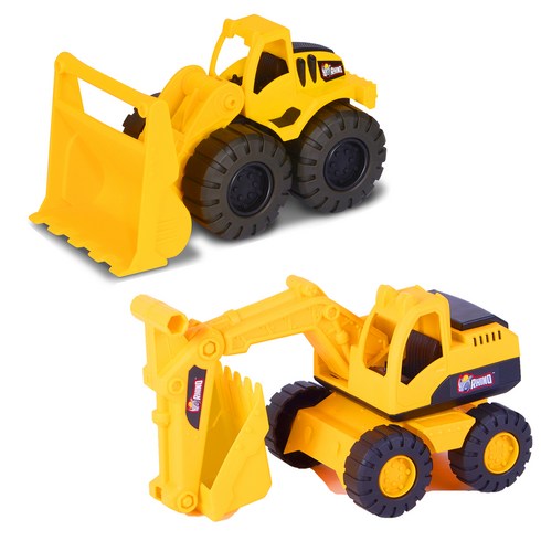 부추카 라이노 모래놀이 중형 포크레인 + 불도저 중장비 장난감 세트, Yellow + Black, 1개