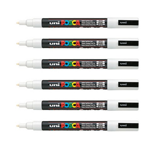 포스카 컬러마커 PC-3M WHITE, 6개, 1색