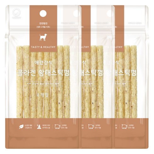 굿데이 강아지 콜라겐 스틱껌 8p, 황태맛, 40g, 3개