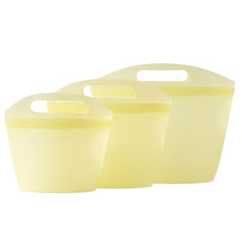 이지실리 실리콘 손잡이 지퍼백 500ml + 1L + 1.5L 세트, 옐로우, 1세트
