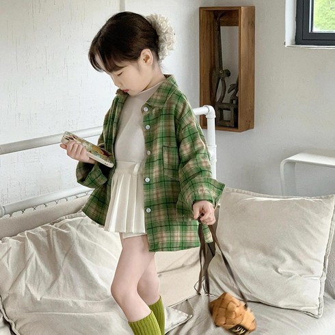 베이비맥스 아동용 클리나 체크 긴팔 남방 셔츠