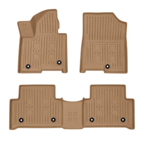 아이칸 TPE 3D 입체 자동차 바닥 카매트 1열 + 2열 세트 TP-K20-1, 브라운, 더뉴 쏘렌토 MQ4 페이스리프트 5인승 하이브리드