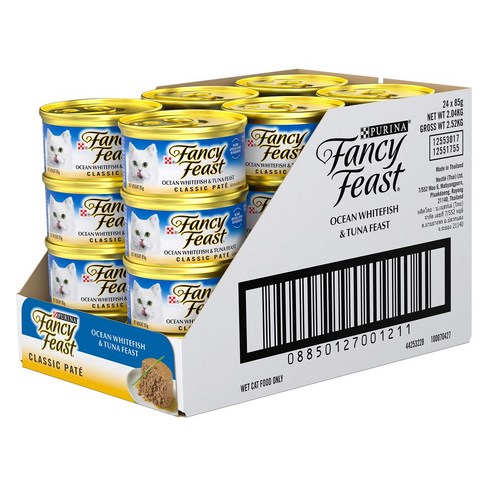 팬시피스트 생후 3개월 이후 고양이 화이트라벨 클래식 주식캔, 참치, 85g, 24개