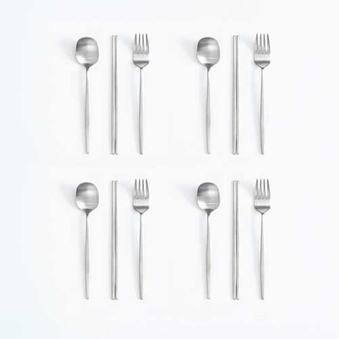 에라토 국산 누보 4인 유아 수저 포크 세트, 숟가락 4p + 젓가락 4벌 + 포크 4p