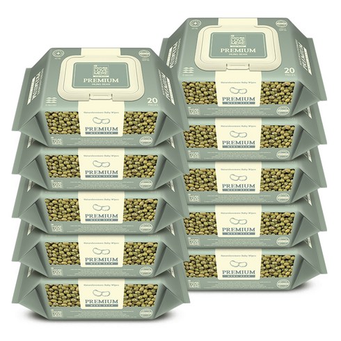 네이쳐러브메레 프리미엄 녹두 미니 물티슈 휴대캡형, 77g, 20매, 10개