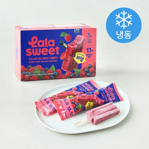 라라스윗 저당 더블베리 듬뿍바 아이스크림 (냉동), 1개, 6개입, 70ml