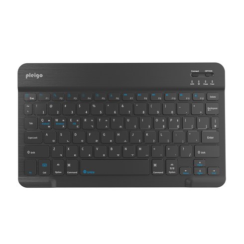 PLEIGO 무선 저소음 휴대용 파스텔 슬림 블루투스 키보드, 블랙, KB10, 제조사축