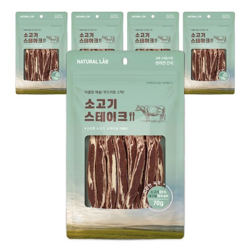 네츄럴랩 강아지 건강한 육포, 소고기, 70g, 5개