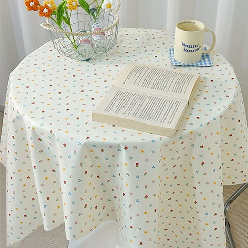 GUNU 홈카페 빈티지 감성 귀여운 테이블보, 플라워패턴, 1개, 90 x 90 cm