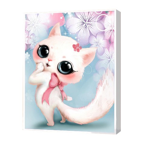울트라패션 보석십자수 DIY 세트 왕눈이 흰냥이, 랜덤발송, 1개