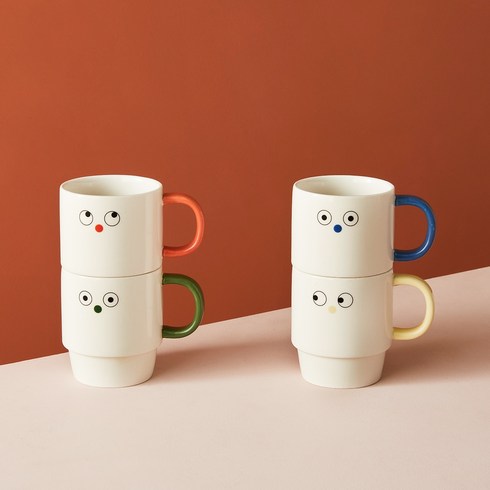 모던하우스 콩알이 머그컵 275ml 4종 세트, 혼합색상, 1세트