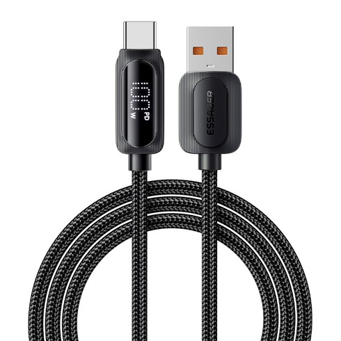 에세이저 USB A타입-C타입 LED 100W 7A 초고속충전케이블 ES-X57, 1개, 3m, 다크그레이