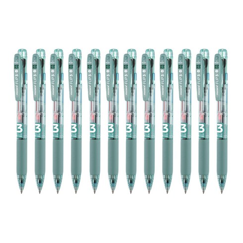 모나미 플립3 멀티펜 0.5mm, 세이지그린, 12개