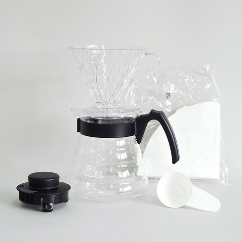 하리오 V60 입문용 핸드드립세트 1~4인용 VCND-02B-EX, 600ml, 1세트, 서퍼 + 드리퍼 + 여과지 + 계량스푼