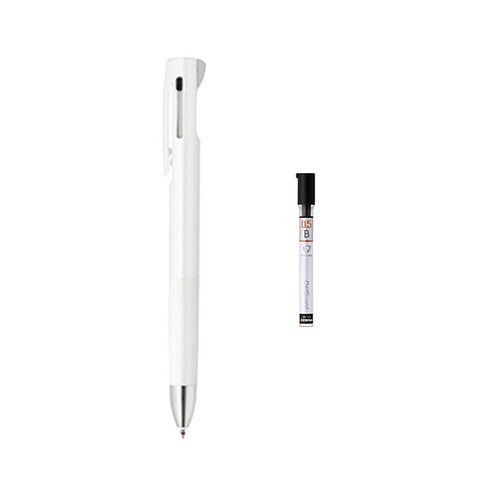 제브라 블렌 2+S 샤프 0.5mm + B샤프심, 화이트(샤프바디), 1세트