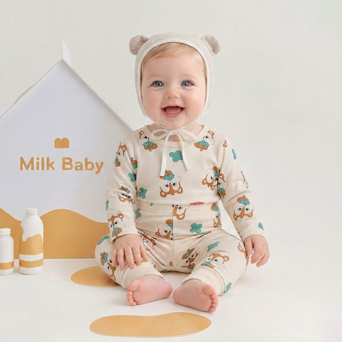 MilkBaby 유아용 럭키 클로버 바디수트 세트
