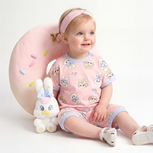 MilkBaby 모모레이 즐거운 모코와리코 실내복 상하의 세트