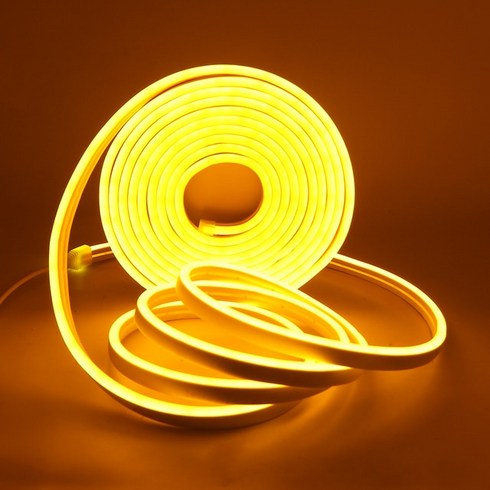 지아이비 DC12V LED 네온플렉스 줄조명 8mm x 16mm x 5m, 레몬옐로우