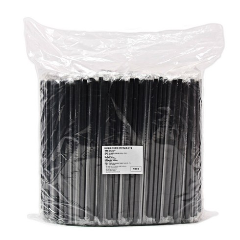 보니팩 일자 검정 스트로우 7 x 250mm, 500개, 1개