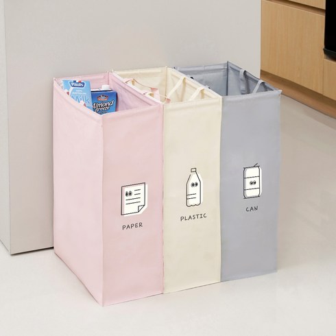 가쯔 대용량 재활용 분리수거함 롱슬림 3종 세트, 혼합색상