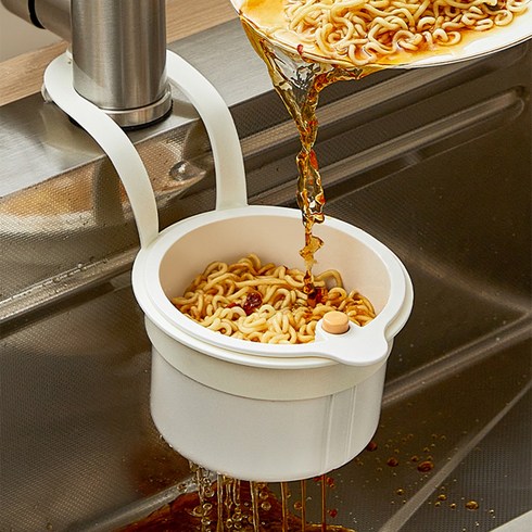 아루카 간편한 음식물 물기제거 거름망 싱크대 거치대 걸이, 크림아이보리, 1개