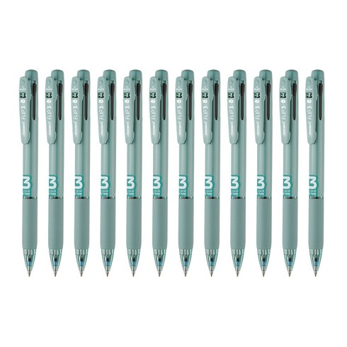 모나미 플립3 멀티펜 0.7mm, 세이지 그린(블랙 + 블루 + 레드), 12개