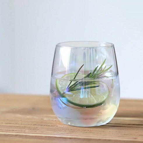 코지테이블 미스틱 오로라 프리즘 홀로그램 글라스 플레인 언더락 360ml, 2개