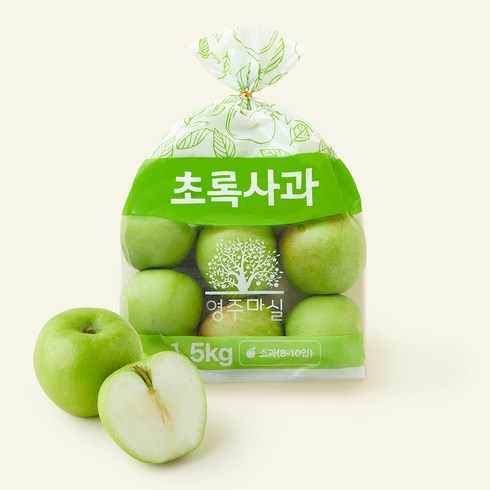 영주마실 초록사과 8~10입, 1개, 1.5kg(소과)
