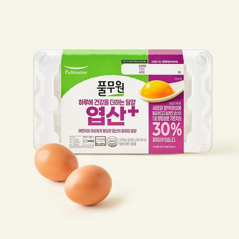 풀무원 무항생제 인증 1+등급 하루에 건강을 더하는 달걀 엽산 플러스 소재란 780g, 1개, 15구