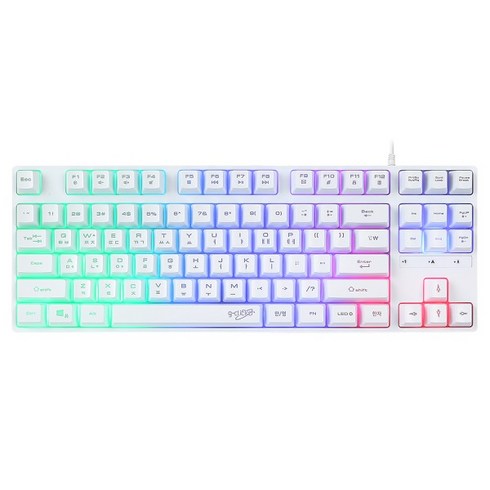 지클릭커 슈퍼히어로 저소음 RAINBOW LED 87 유선 텐키리스 게이밍 키보드, WHITE, G3 PLUS, 제조사축