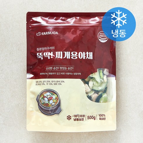친정엄마꾸러미 뚝딱 찌개용 야채 (냉동), 1개, 500g