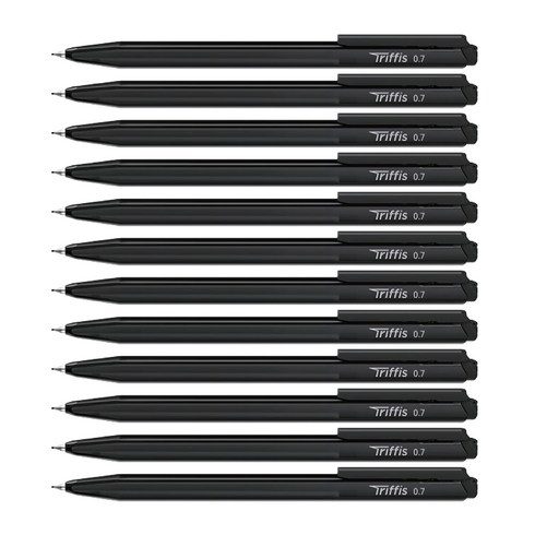 모나미 트리피스 삼각 볼펜 0.7mm, 블랙, 12개