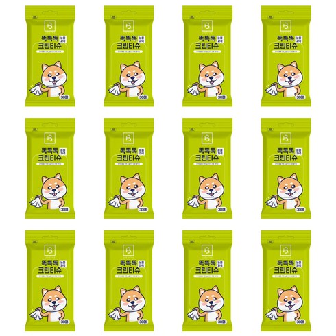 브리더랩 반려동물 똑똑똑 크린티슈 물티슈 눈물자국, 30개입, 12개