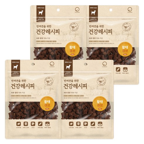 굿데이 강아지 건강레시피 큐브 간식, 황태, 300g, 4개