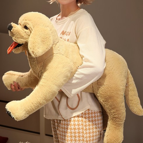 구쯔야 안아주는 강아지 리트리버 애착 대형 인형, 70cm, 베이지, 30cm