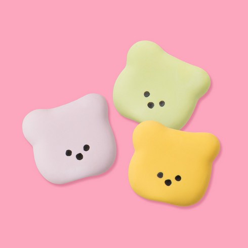 바잇미 강아지 빅 페이스 젤리곰 라텍스 장난감 3종 세트, 퍼플, 그린, 옐로우, 1세트