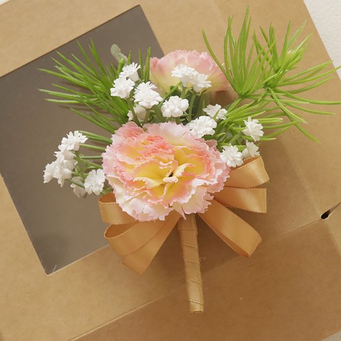 소유공간 맞춤 선물 조화 카네이션 코사지 S265-0144 12 x 8 x 5 cm, 코랄(S265-0144CON), 2개