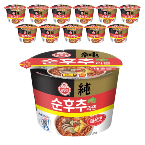 오뚜기 순후추 라면 매운맛 용기 105g, 12개