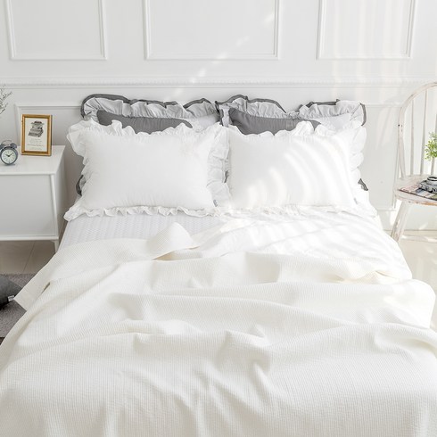 서온 엘라 60수 아사 순면 줄누빔 스프레드, 화이트
