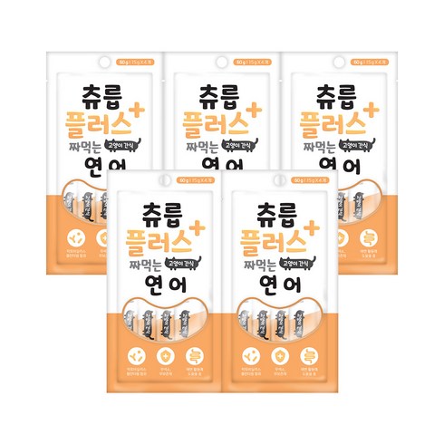 인터펫코리아 츄릅 플러스 짜먹는 유산균 고양이 간식, 연어맛, 60g, 5개