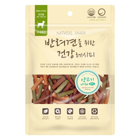 굿데이 반려견을 위한 건강레시피 져키, 혼합맛(양고기/야채), 300g, 1개