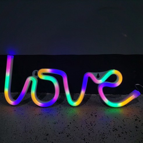 나비다 인스타감성 LOVE 필기체 네온사인, 레인보우