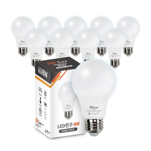 닥터룩스 LED 전구 8W, 주광색, 10개